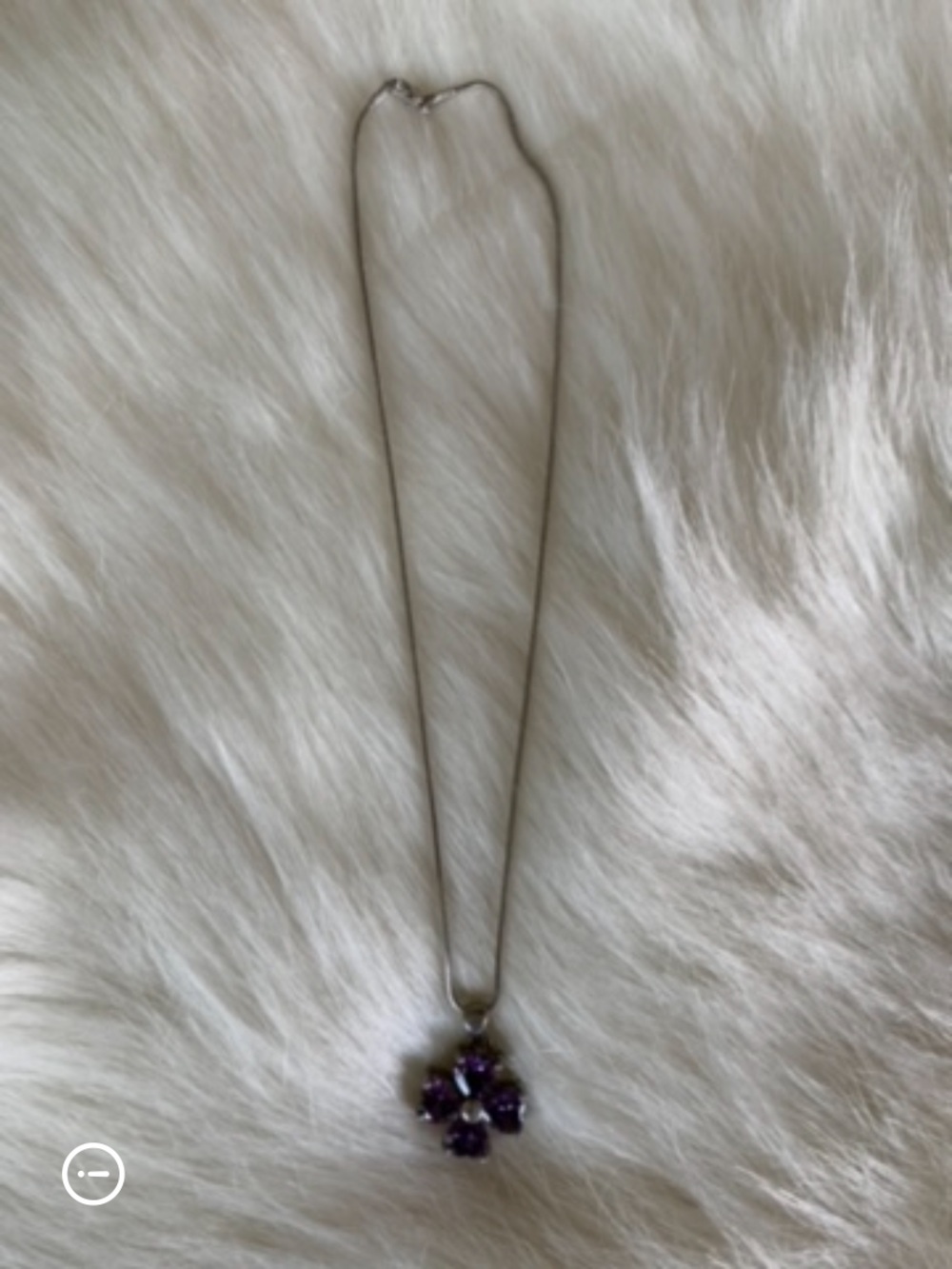 Silver Necklace with Purple Stone Flower Pendant